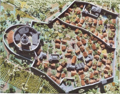 Plan du bourg fortifi d'Avalon (Isre) en 1339